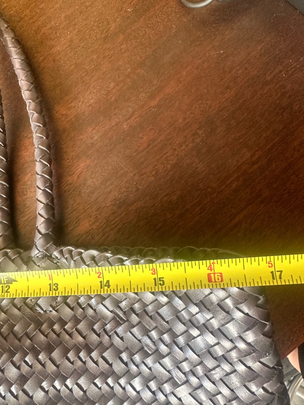 Madewell Navy Woven Genine Leather Tote Large Braided Handle Beach Marine Boho - Picture 15 of 16